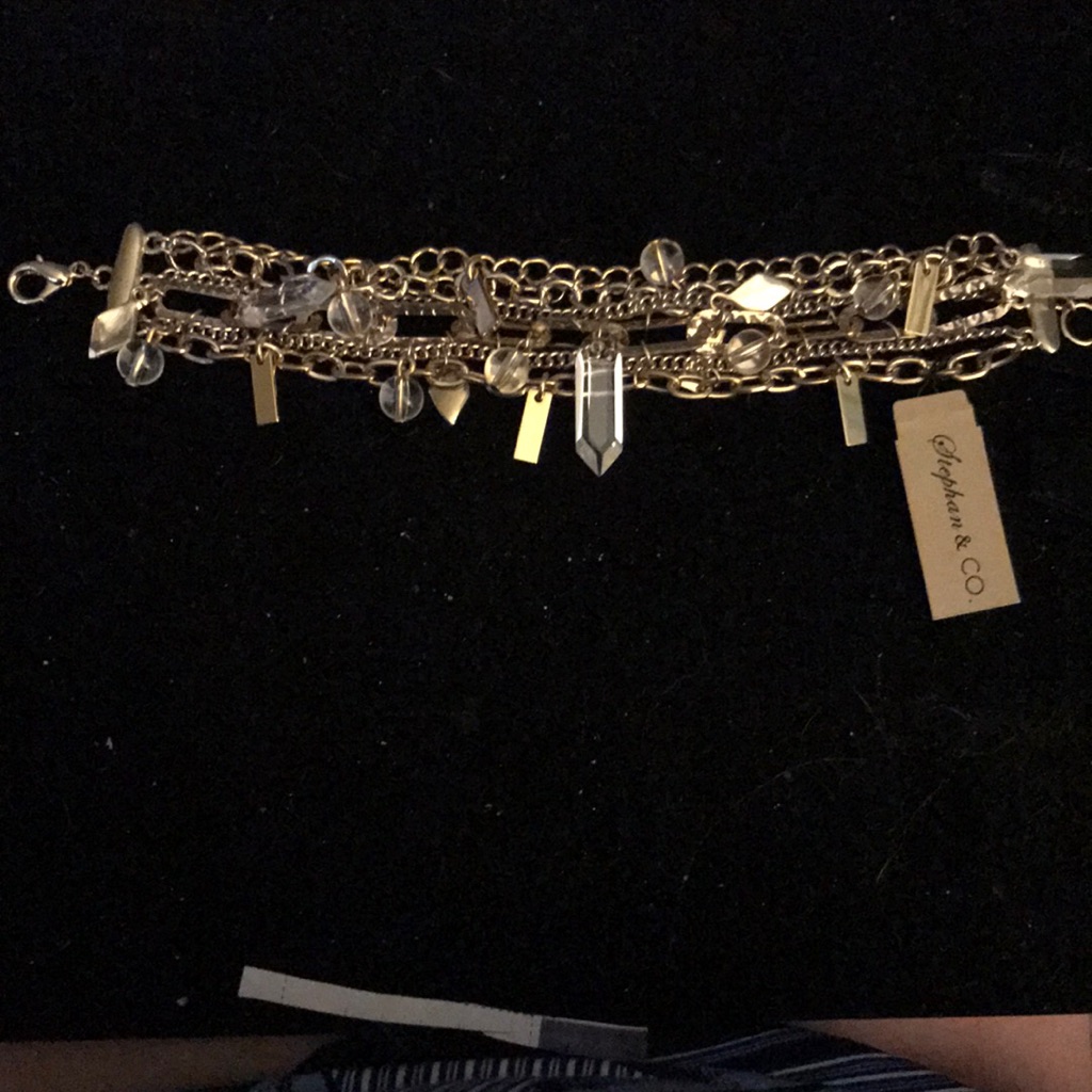 Gold Bracelet With Crystal Like Beads